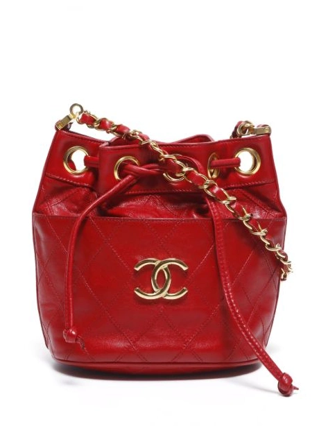 HOT SALE Women CHANEL bucket bag diamond-quilted shoulder 1985-1993 0421